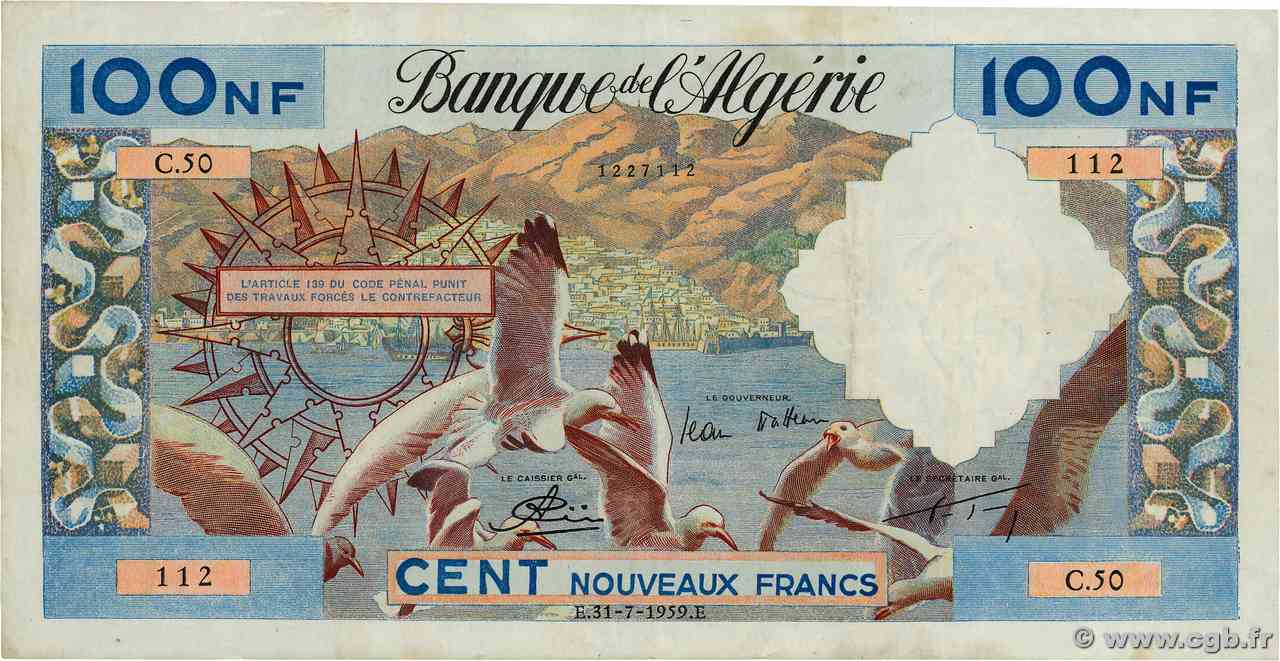 100 Nouveaux Francs ALGÉRIE  1959 P.121a pr.TTB