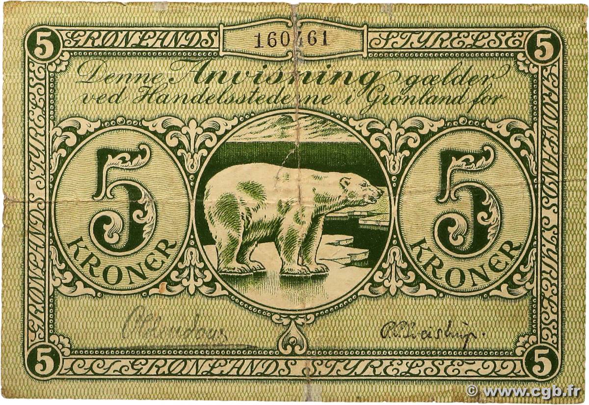 5 Kroner GROENLAND  1945 P.15d B