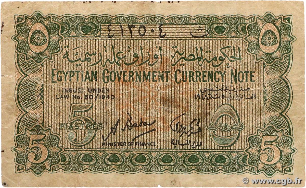 5 Piastres ÉGYPTE  1940 P.163 B