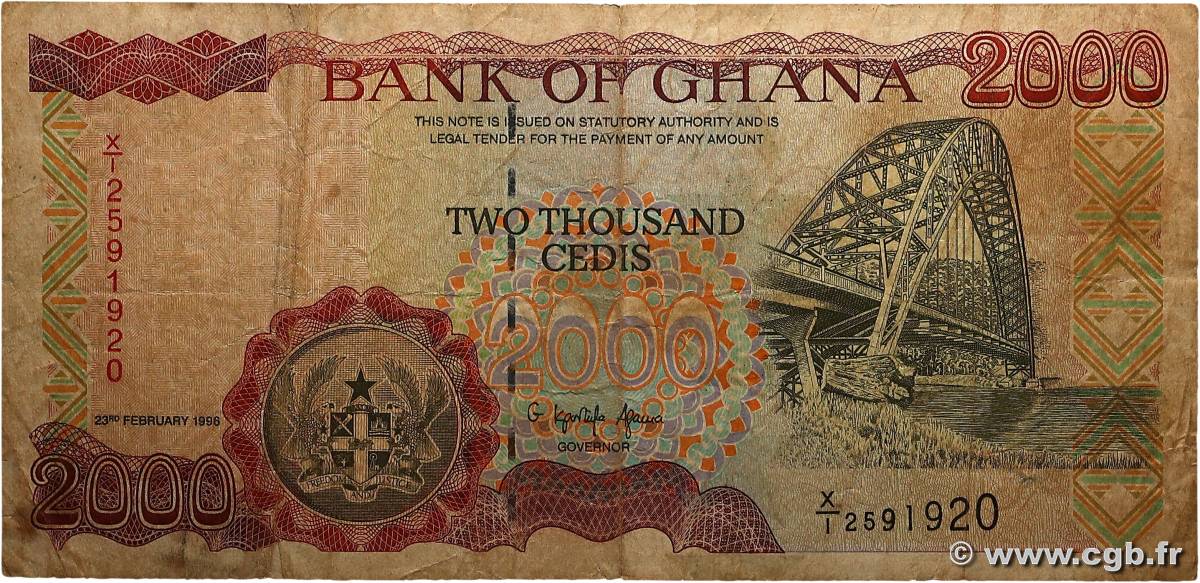 2000 Cedis GHANA  1996 P.33a B