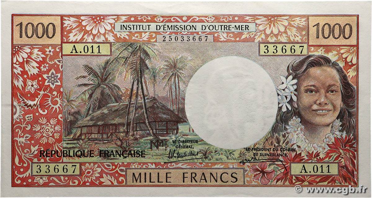 1000 Francs TAHITI  1985 P.27d SUP+