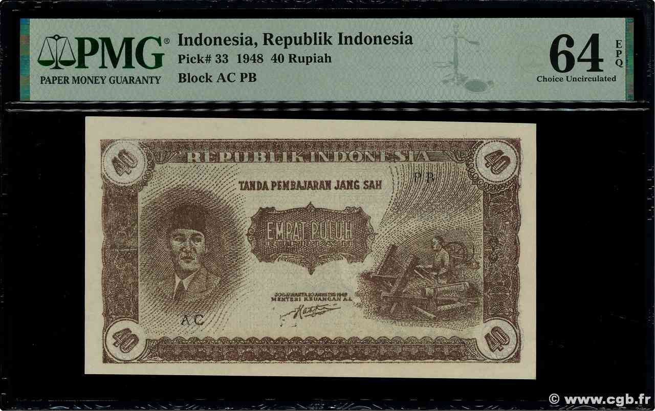 40 Rupiah INDONESIA  1948 P.033 q.FDC