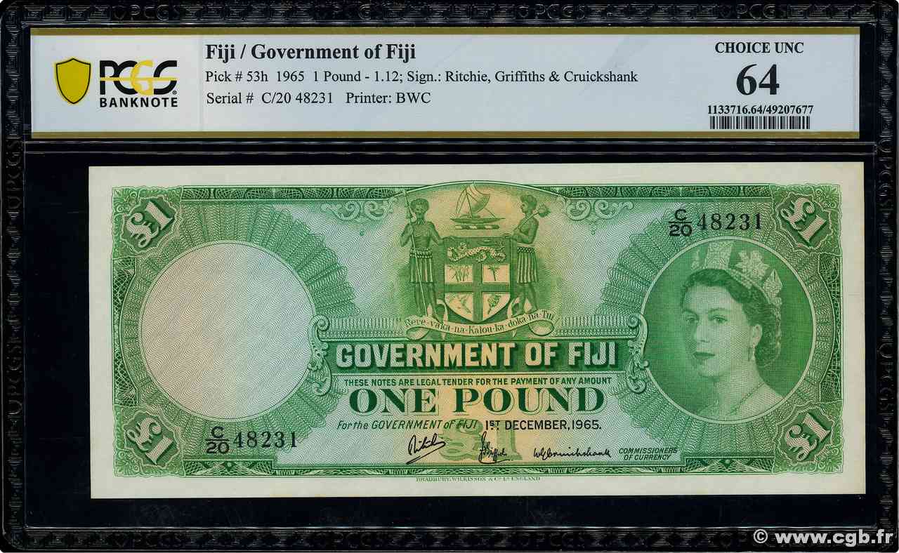 1 Pound FIDJI  1965 P.053h pr.NEUF