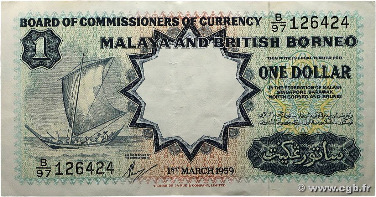 1 Dollar MALAISIE et BORNEO BRITANNIQUE  1959 P.08A SUP