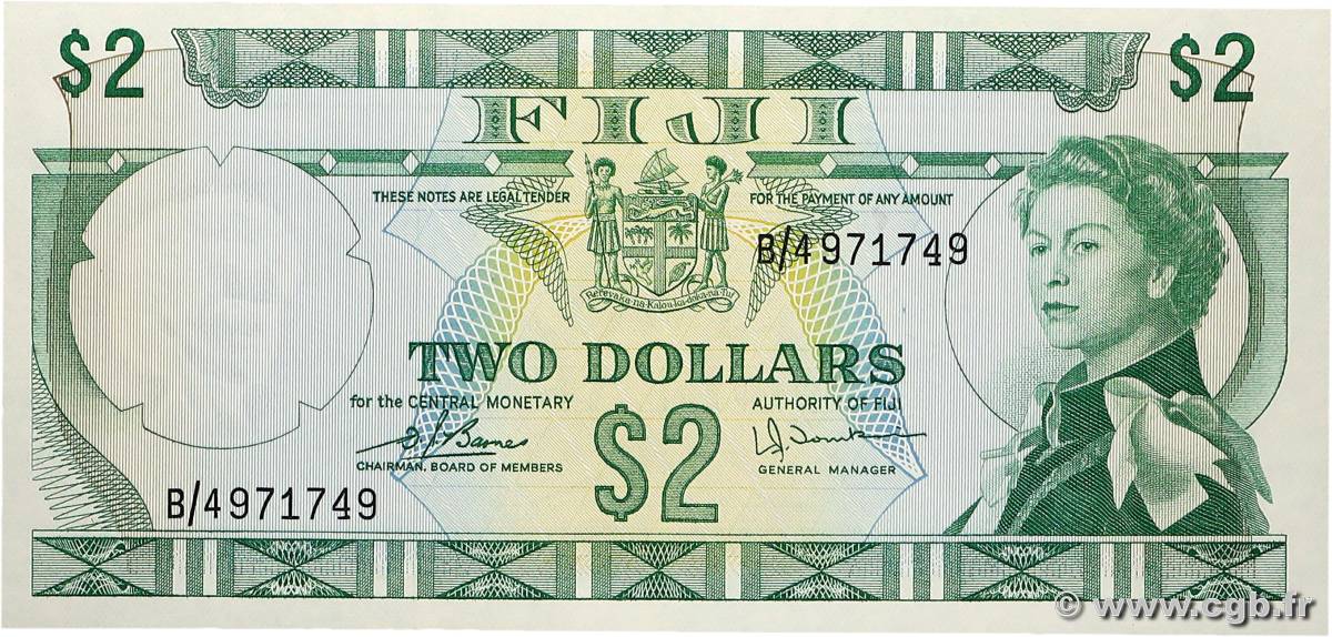 2 Dollars FIDJI  1974 P.072c NEUF