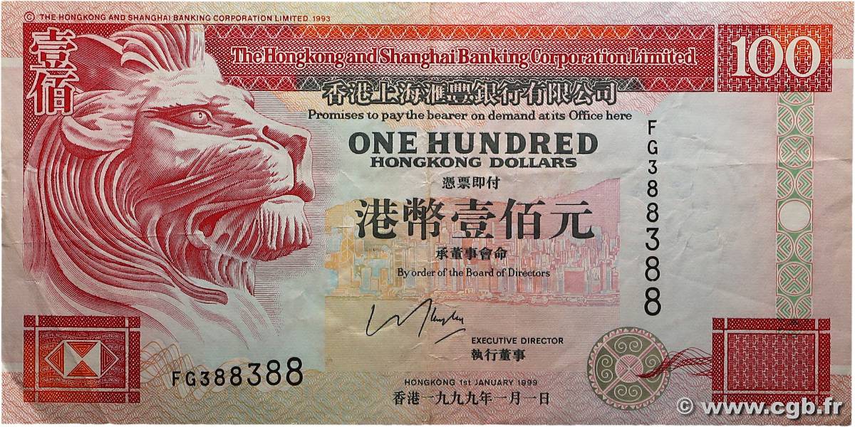 100 Dollars HONG KONG  1999 P.203c TTB+