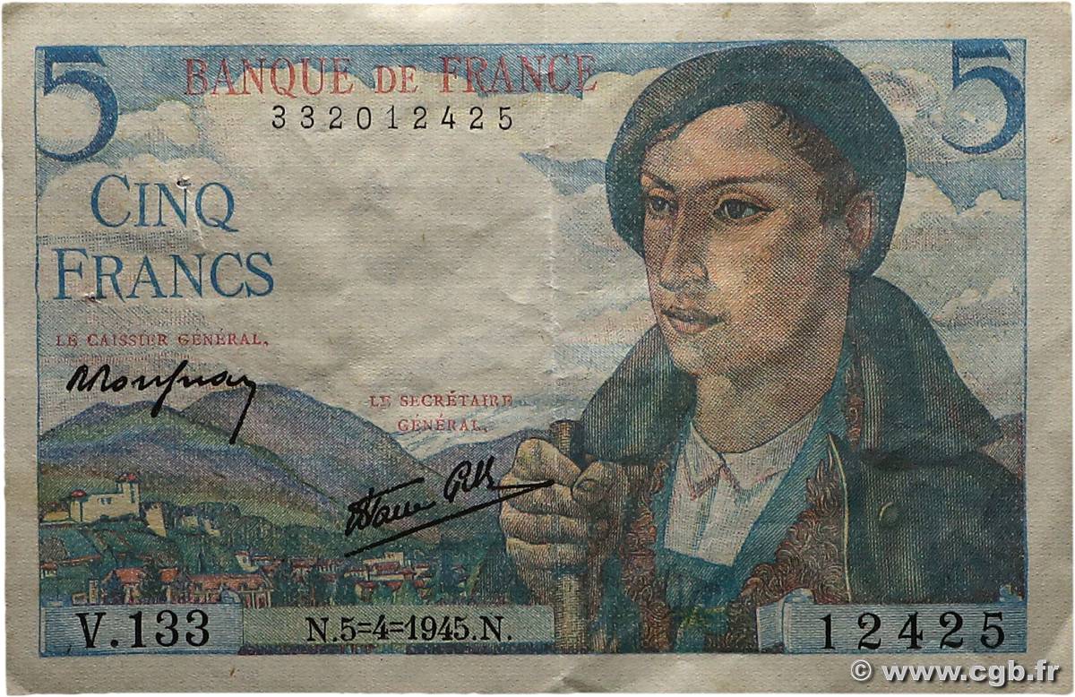 5 Francs BERGER FRANCE  1945 F.05.06 TTB+