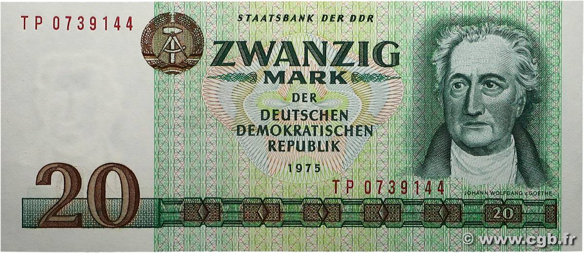 20 Mark ALLEMAGNE RÉPUBLIQUE DÉMOCRATIQUE  1975 P.29b NEUF