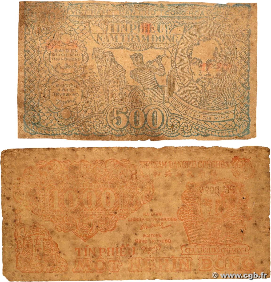 500 et 1000 Dong Lot VIET NAM   1950 P.057 et 058 AB