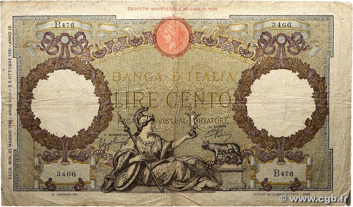 100 Lire ITALIE  1940 P.055b B