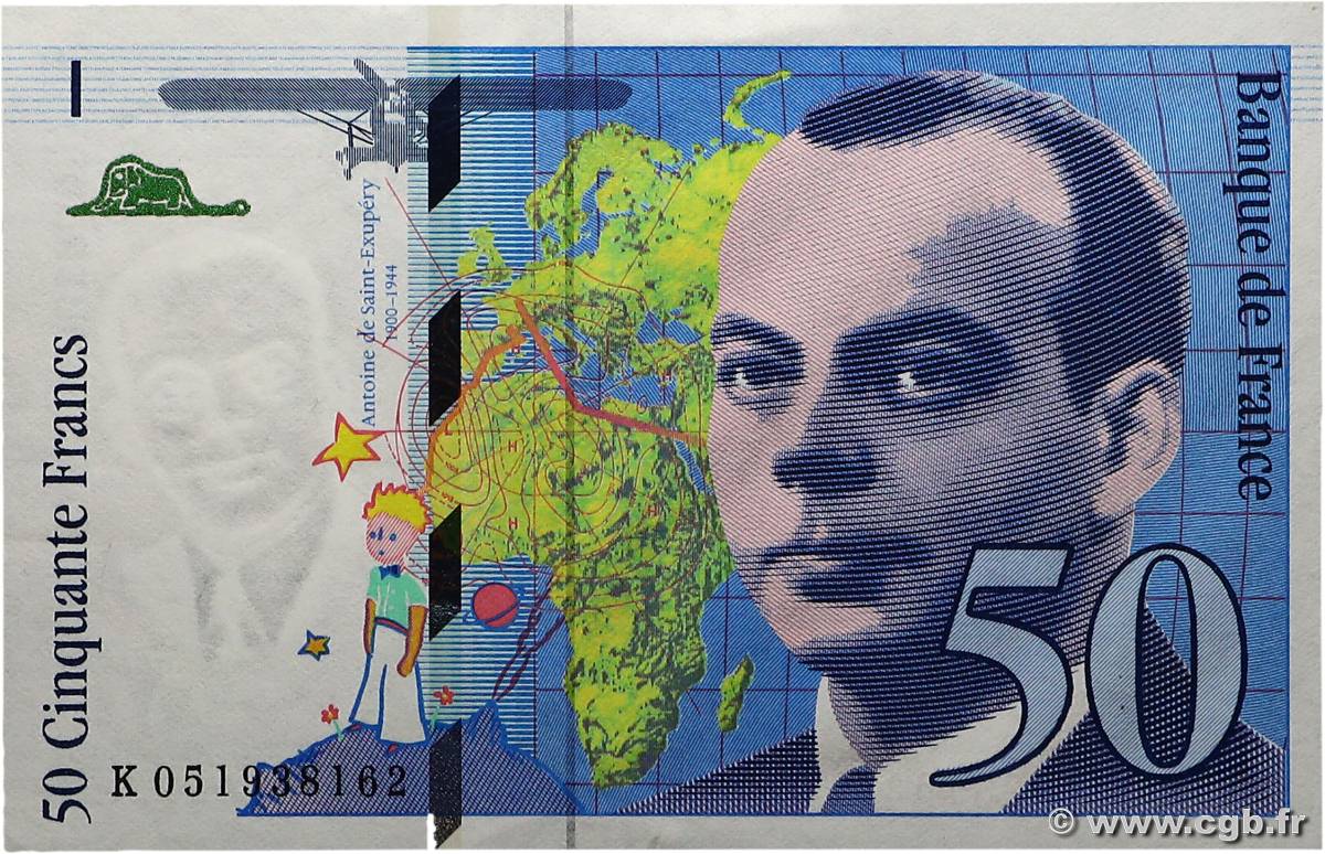 50 Francs SAINT-EXUPÉRY modifié FRANCE  1999 F.73.05 SPL+