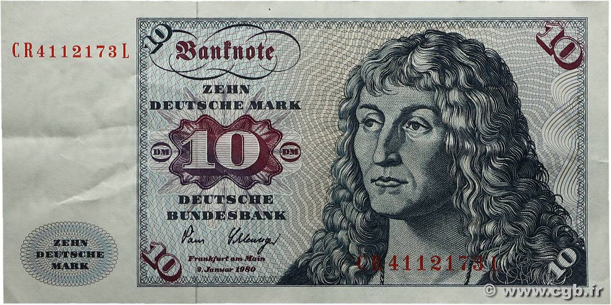 10 Deutsche Mark ALLEMAGNE FÉDÉRALE  1980 P.31 TTB+