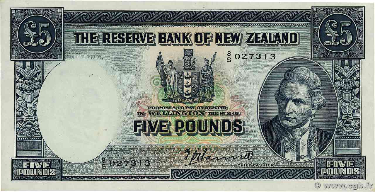 5 Pounds NEW ZEALAND  1940 P.160a UNC