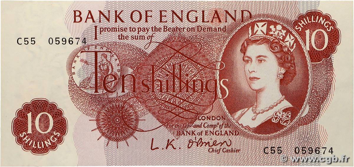10 Shillings ANGLETERRE  1961 P.373a NEUF
