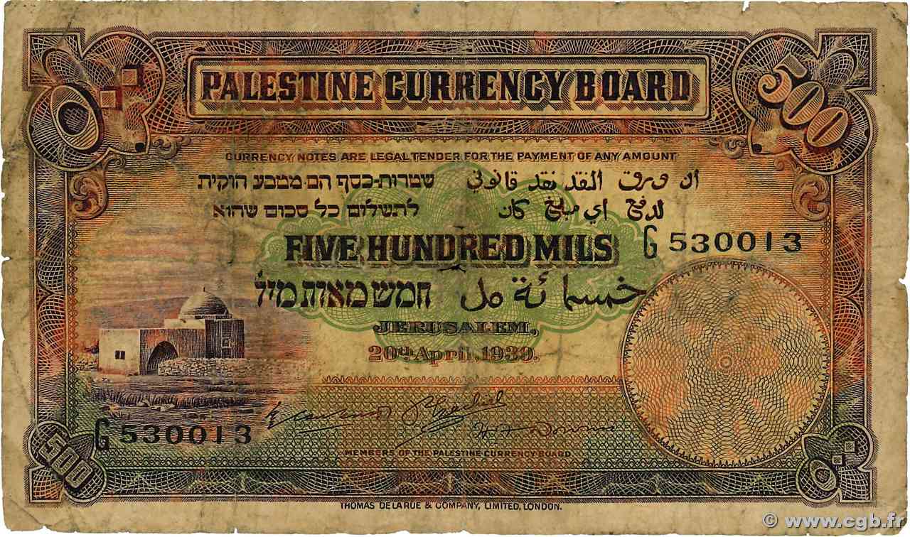 500 Mils PALESTINE  1939 P.06c B+