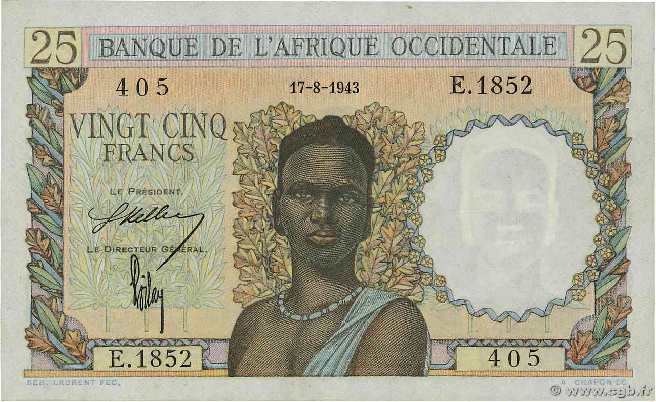 25 Francs AFRIQUE OCCIDENTALE FRANÇAISE (1895-1958)  1943 P.38 pr.NEUF