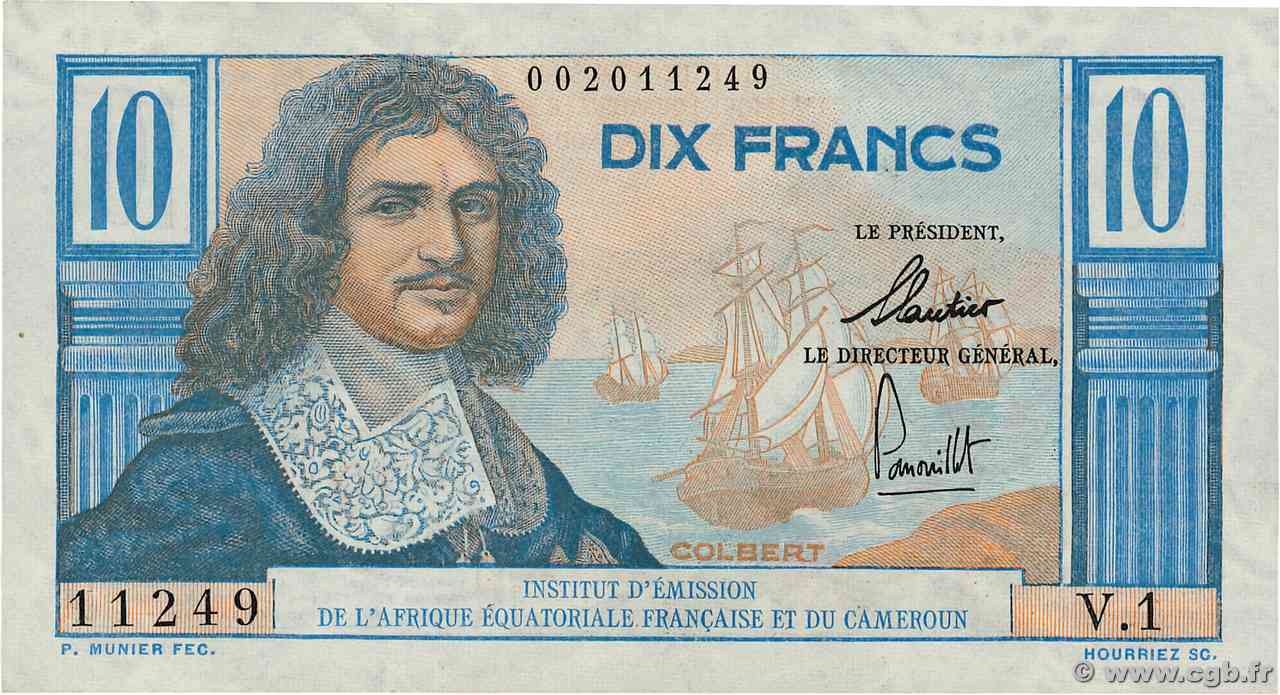 10 Francs Colbert IE AFRIQUE ÉQUATORIALE FRANÇAISE  1957 A.138a SPL