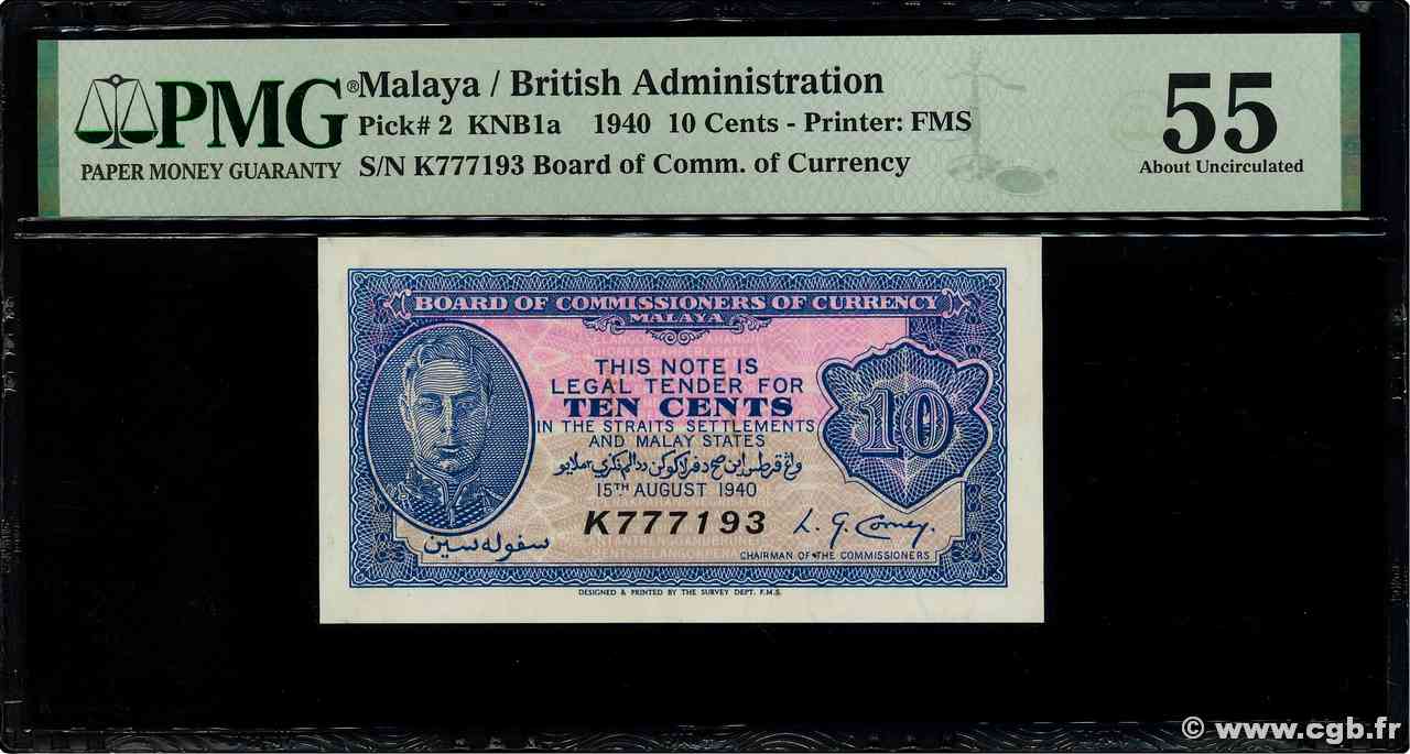 10 Cents MALAYA  1940 P.02 SPL