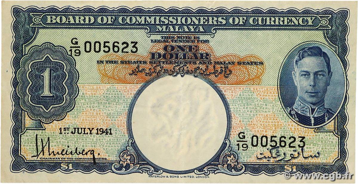 1 Dollar MALAYA  1941 P.11 q.SPL