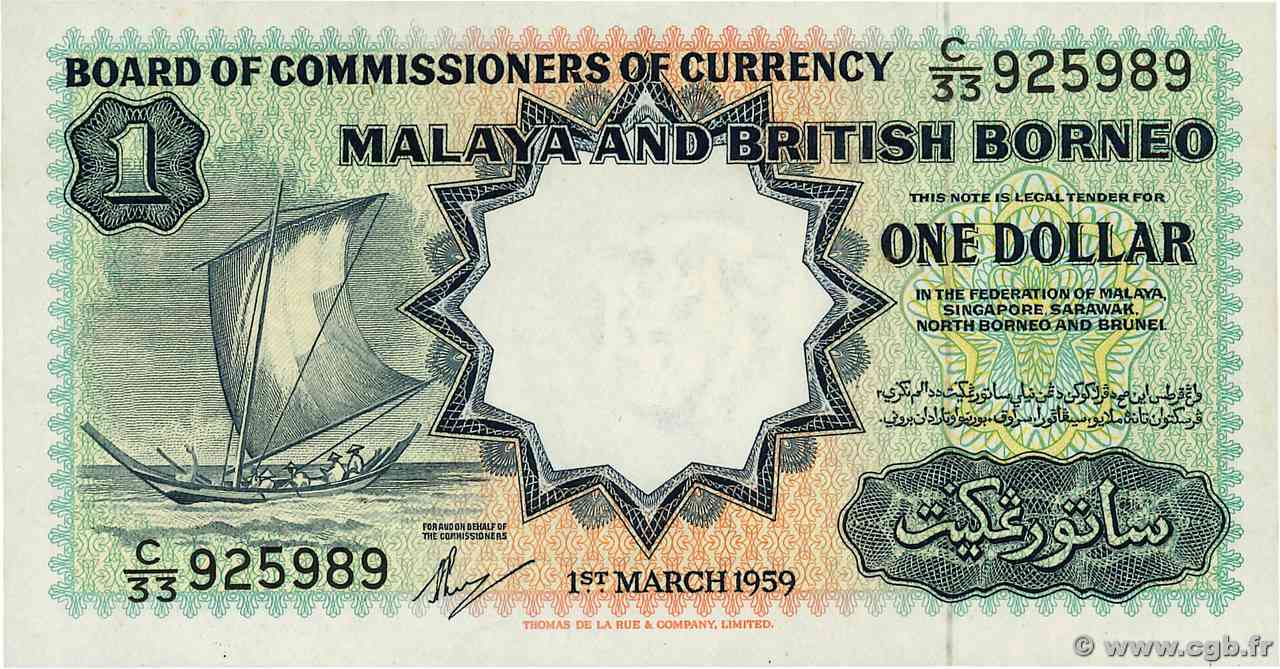 1 Dollar MALAYA e BRITISH BORNEO  1959 P.08A q.FDC