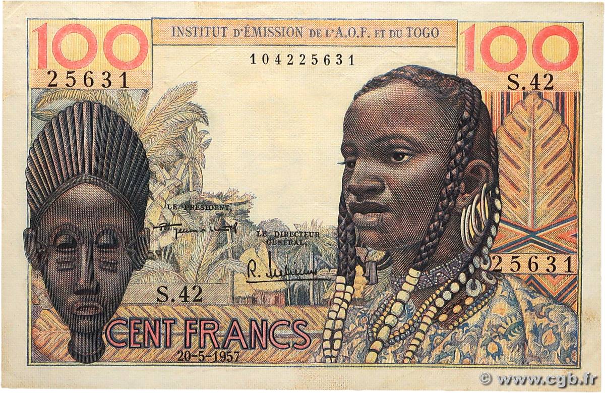 100 Francs AFRIQUE OCCIDENTALE FRANÇAISE (1895-1958)  1957 P.46 TTB