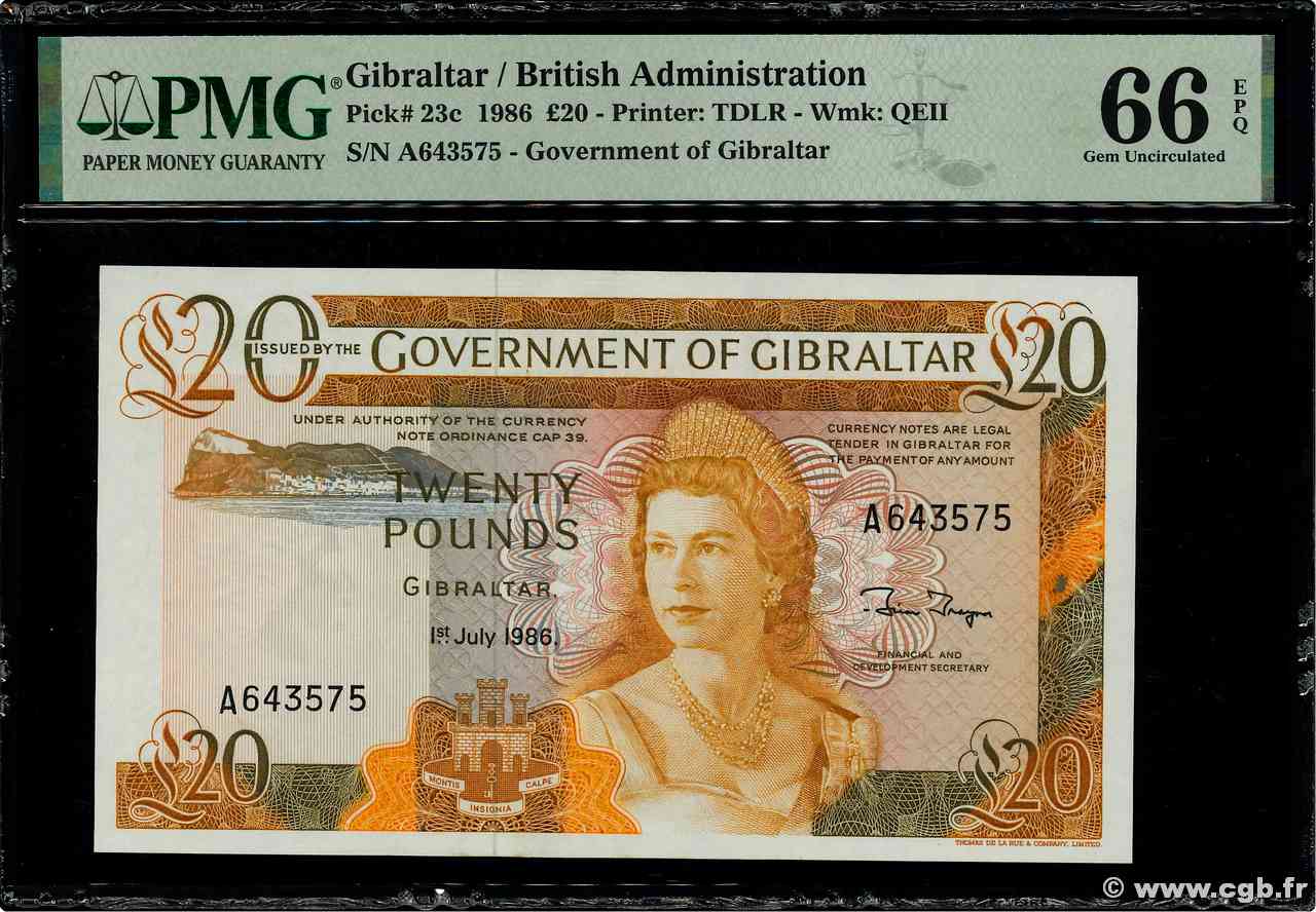 20 Pounds GIBRALTAR  1986 P.23c NEUF