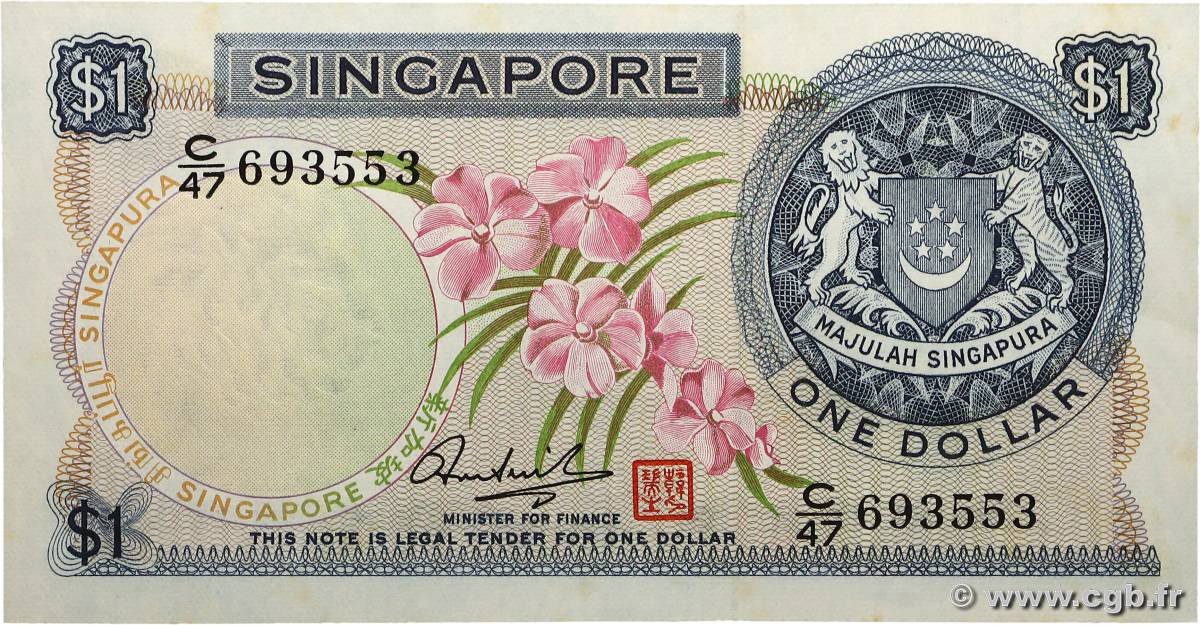 1 Dollar SINGAPORE  1972 P.01d UNC-