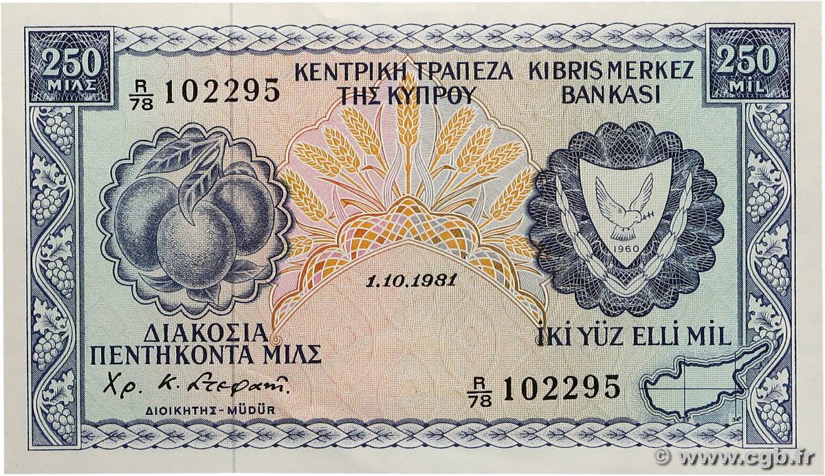 250 Mils CHIPRE  1981 P.41c SC+