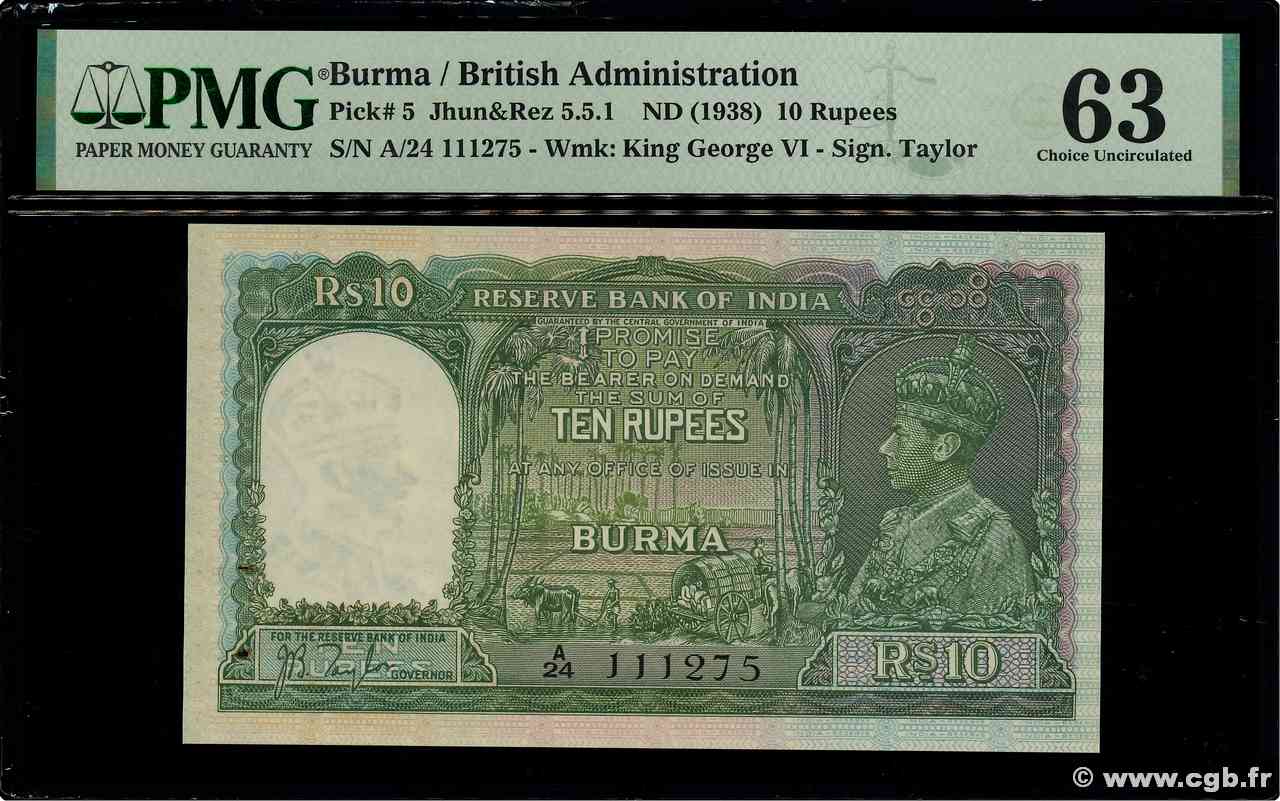 10 Rupees BIRMANIE  1938 P.05 pr.NEUF