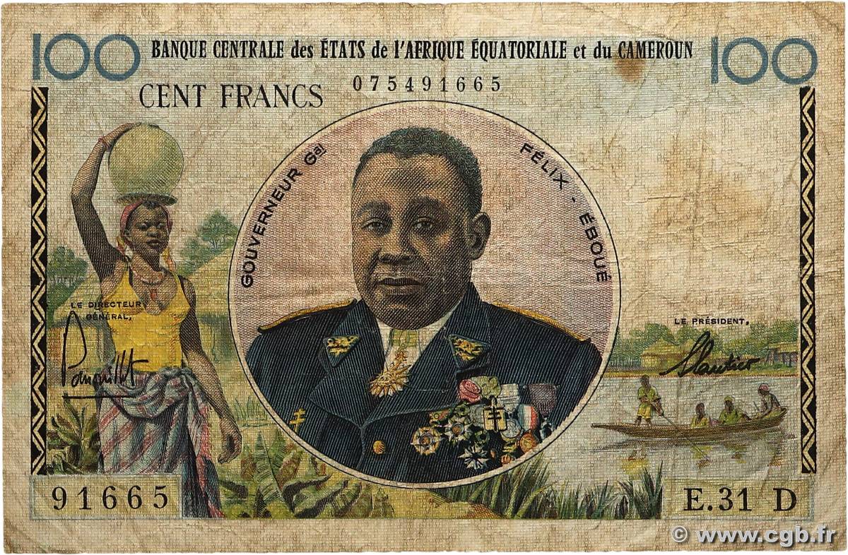 100 Francs Félix Éboué BCEAEC GABóN  1961 A.234a RC
