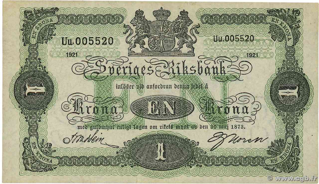1 Krona SUÈDE  1921 P.32h AU