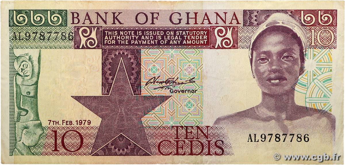 10 Cedis GHANA  1979 P.20a TB