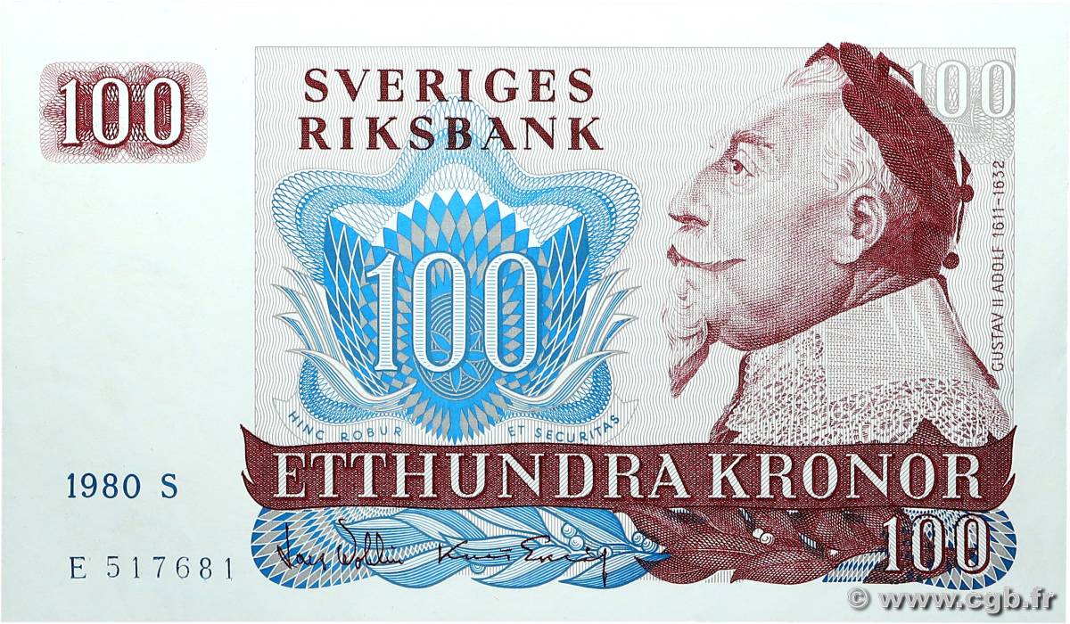 100 Kronor SUÈDE  1980 P.54c UNC-