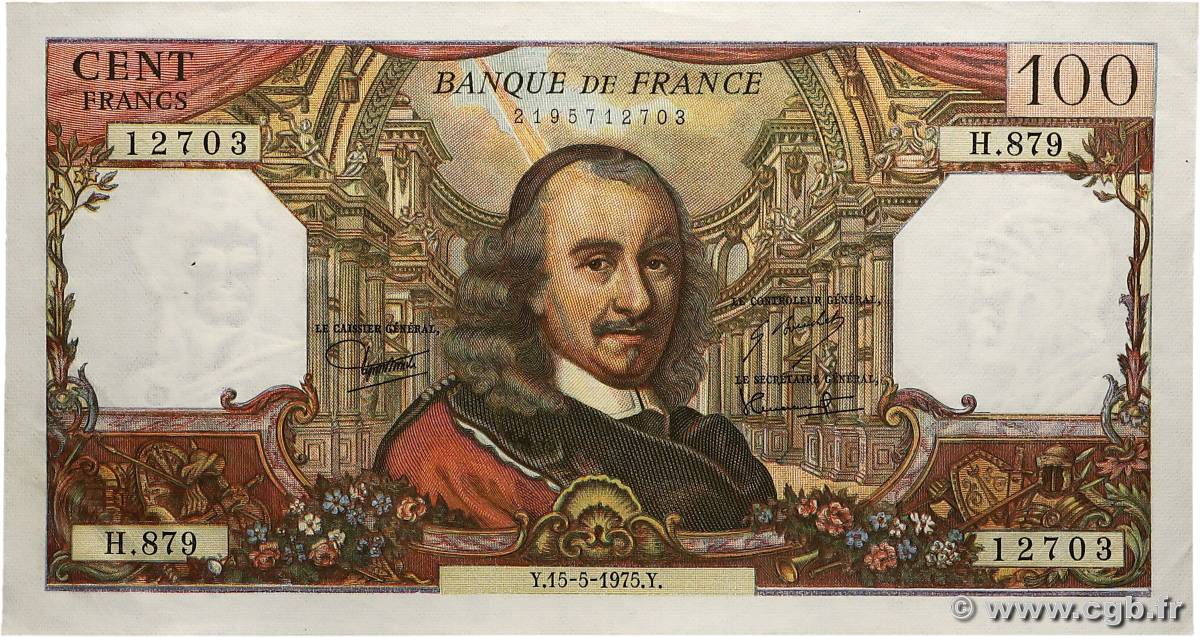 100 Francs CORNEILLE FRANCE  1975 F.65.49 SUP