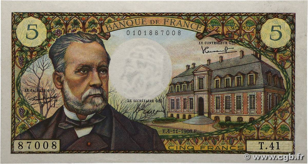 5 Francs PASTEUR FRANCE  1966 F.61.04 SUP