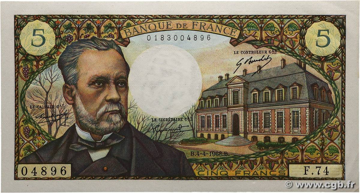 5 Francs PASTEUR FRANCE  1968 F.61.07 SPL