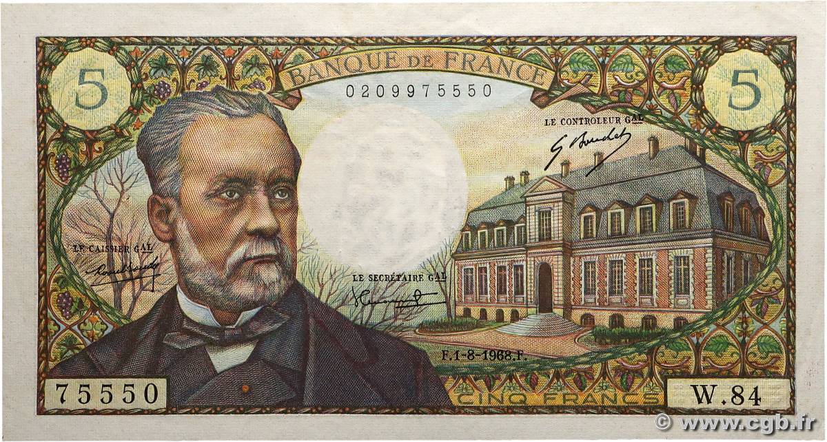 5 Francs PASTEUR FRANCE  1968 F.61.08 pr.SUP