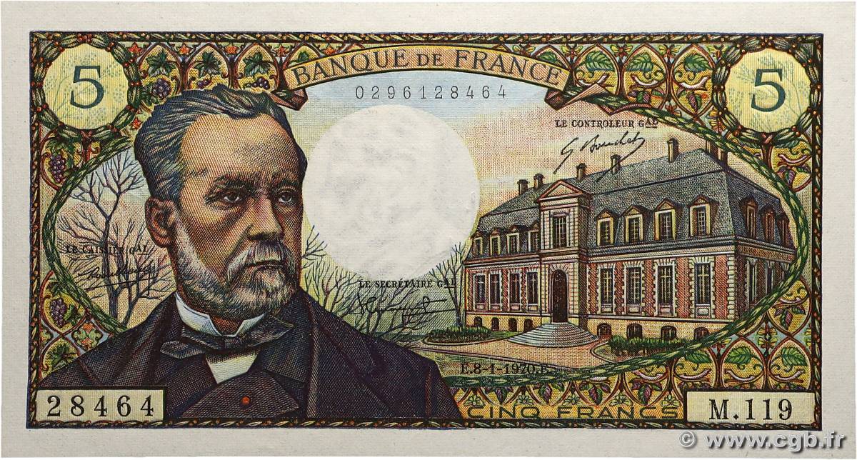 5 Francs PASTEUR FRANCE  1970 F.61.12 pr.NEUF