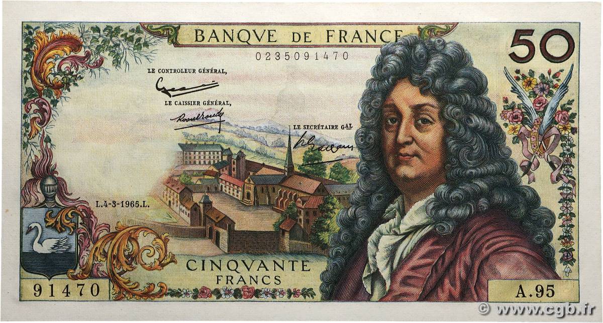 50 Francs RACINE FRANCIA  1965 F.64.08 AU