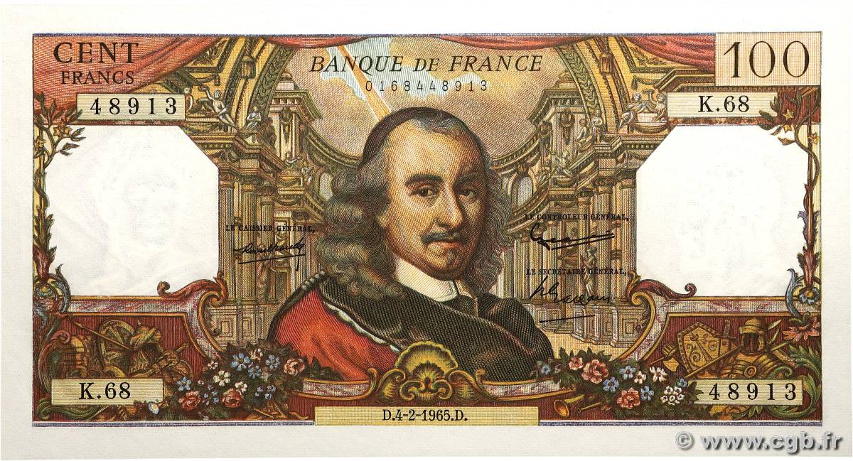100 Francs CORNEILLE FRANCIA  1965 F.65.06 SC+