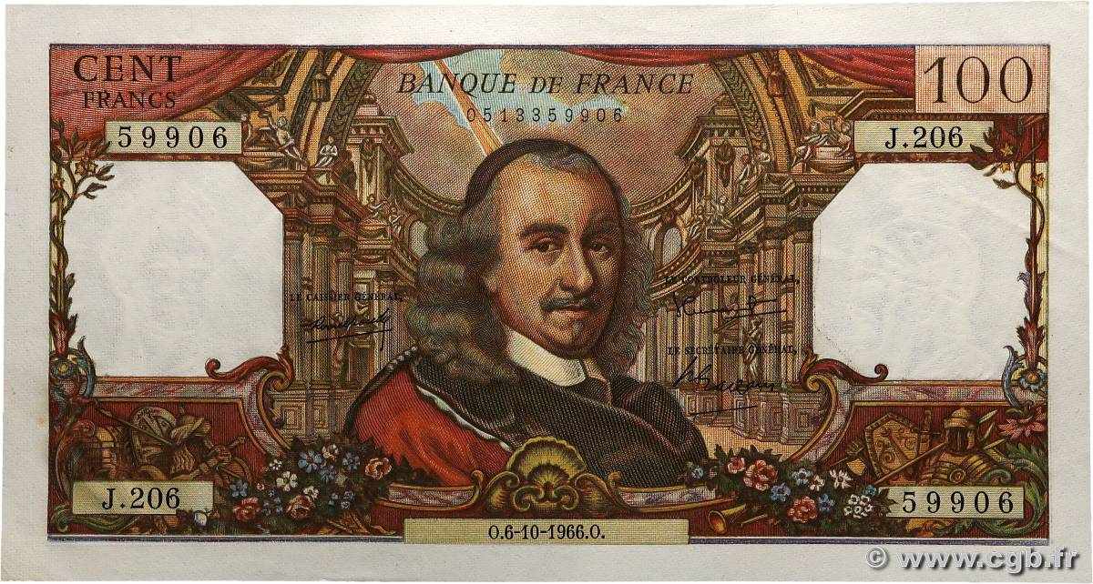 100 Francs CORNEILLE FRANCE  1966 F.65.15 AU