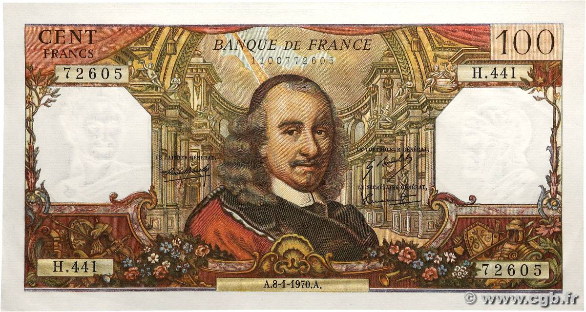 100 Francs CORNEILLE FRANCE  1970 F.65.29 pr.NEUF