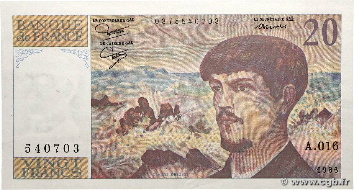 20 Francs DEBUSSY FRANCE  1986 F.66.07A16 pr.NEUF