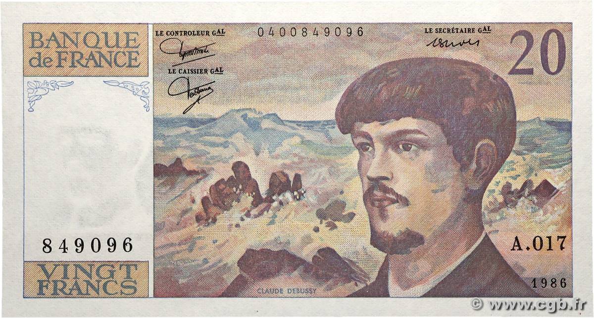 20 Francs DEBUSSY FRANCE  1986 F.66.07A17 NEUF