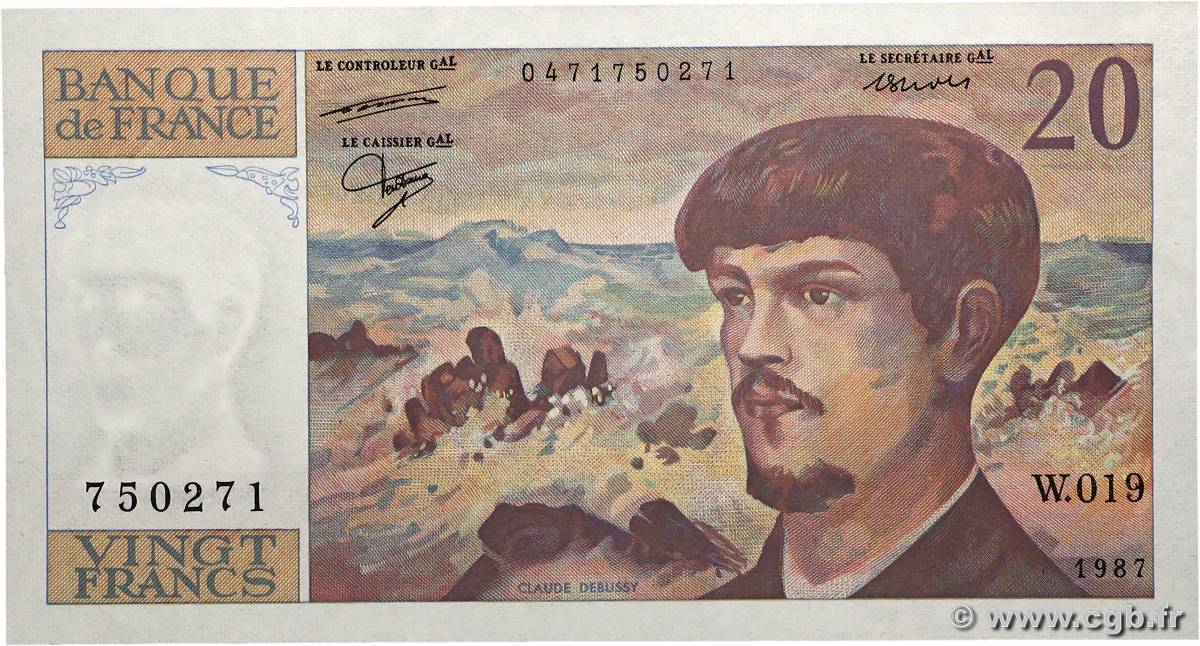 20 Francs DEBUSSY FRANCE  1987 F.66.08W19 pr.NEUF
