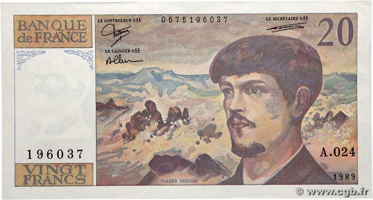 20 Francs DEBUSSY FRANCE  1989 F.66.10A24 pr.NEUF