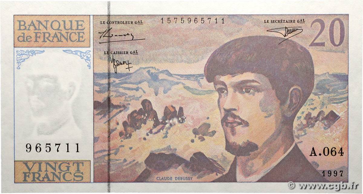 20 Francs DEBUSSY Modifié FRANCE  1997 F.66ter.02A64 pr.NEUF