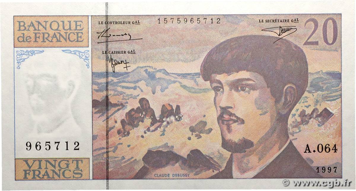 20 Francs DEBUSSY Modifié FRANCE  1997 F.66ter.02A64 pr.NEUF