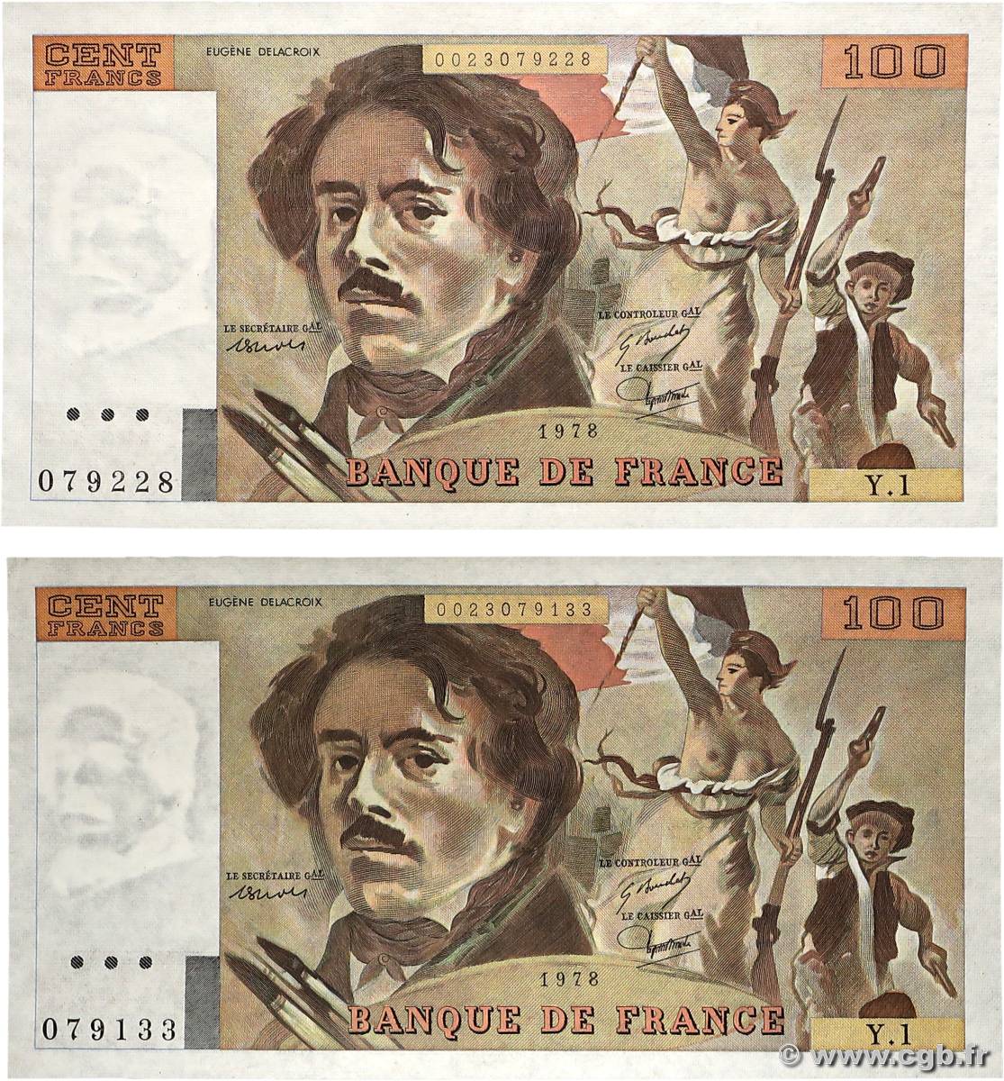 100 Francs DELACROIX Lot FRANCE  1978 F.68.01 TTB