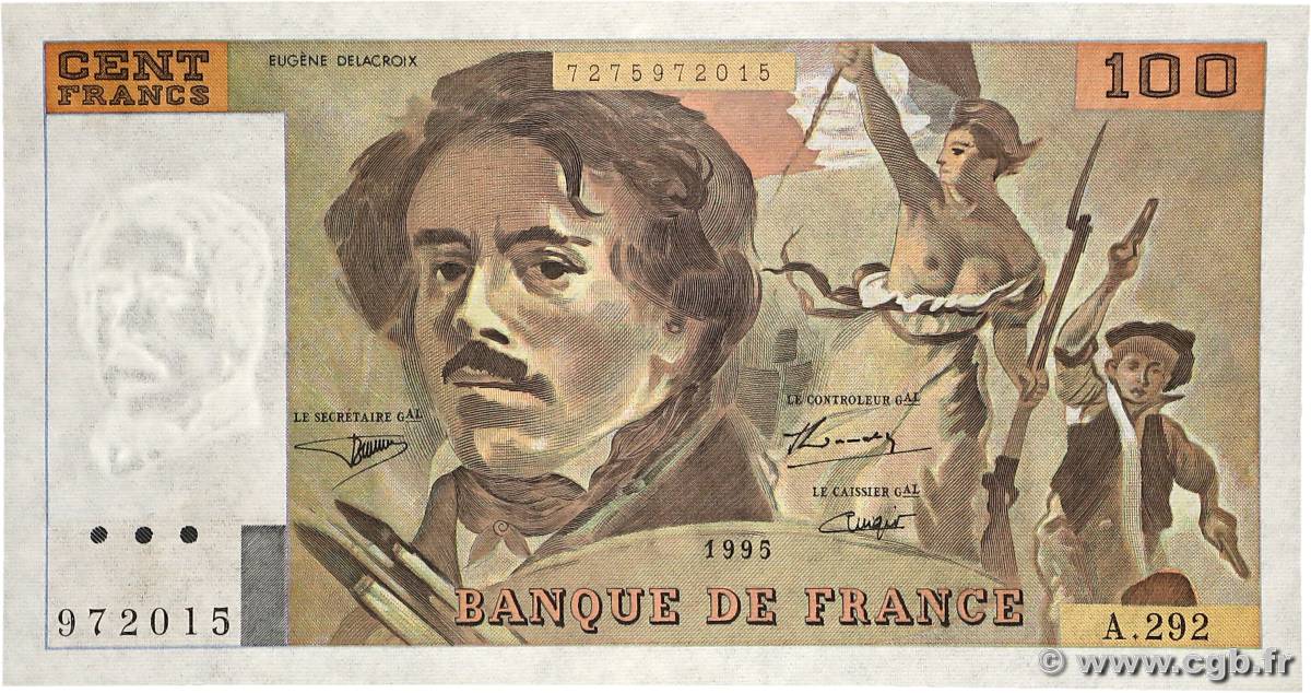 100 Francs DELACROIX 442-1 & 442-2 FRANCE  1995 F.69ter.02c pr.NEUF